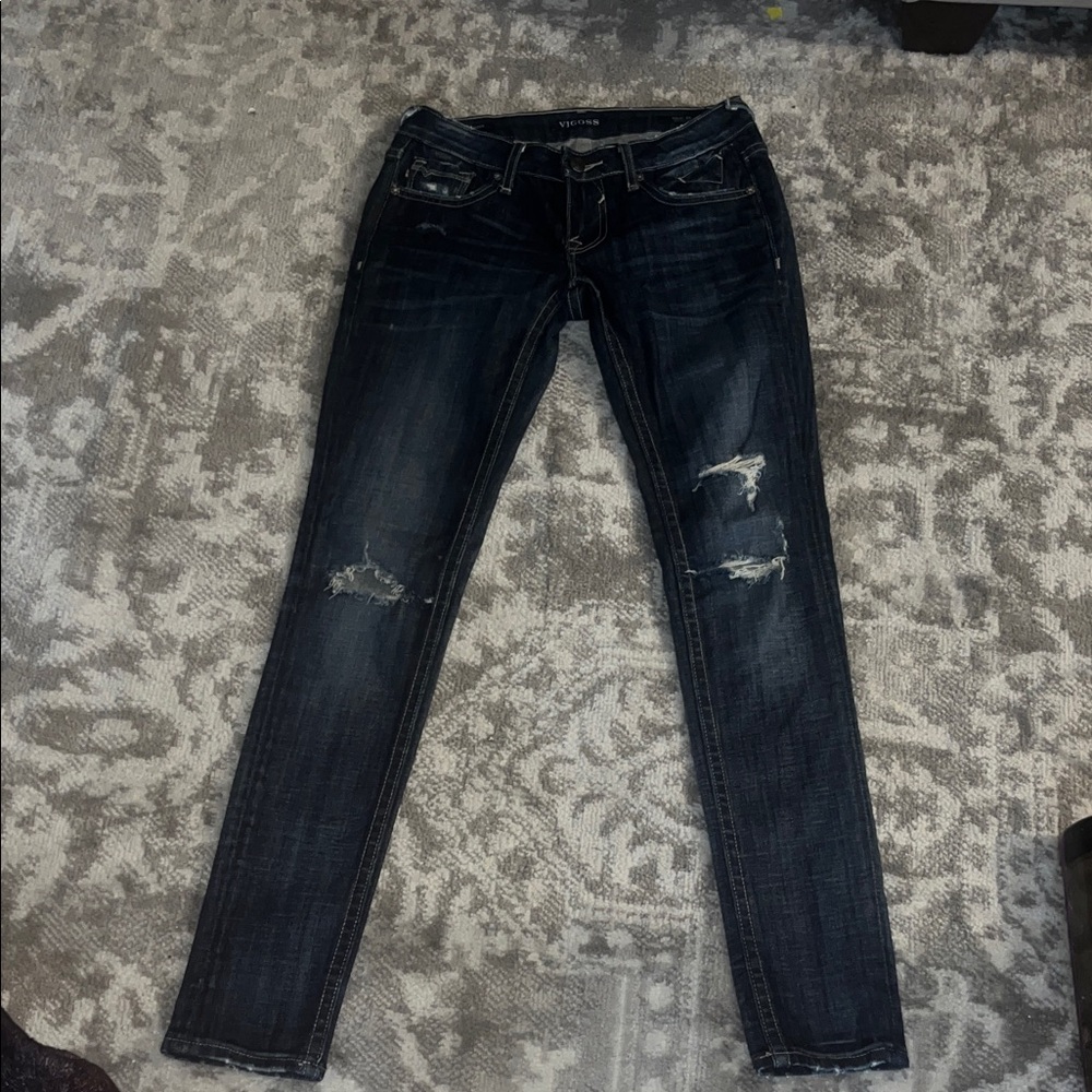 Vigoss Dark Blue Skinny Distressed Jeans